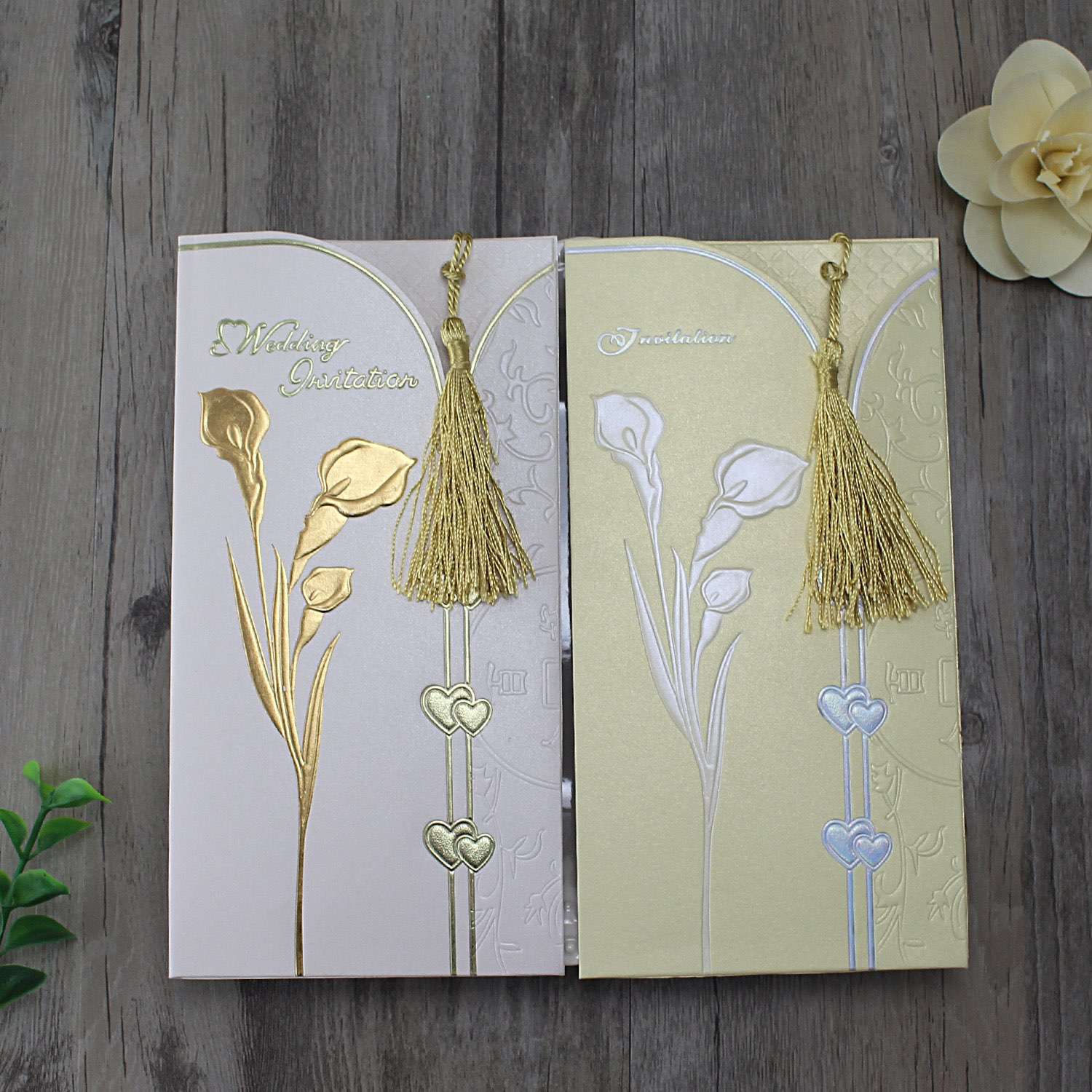 Cheap Invitation Card Beautiful Card with Tassel Embossing Invitation 